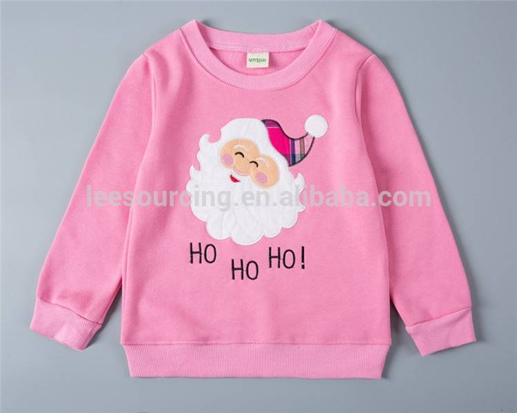 Winter Cotton Kids Christmas Santa Claus Printed Sweatshirt Baby Girl Top Clothes