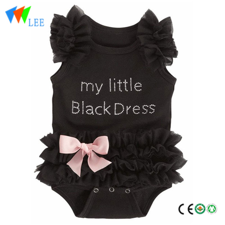 China wholesale Big Girl Winter Clothes - baby girl black summer short sleeve soft summer ruffle denim romper – LeeSourcing