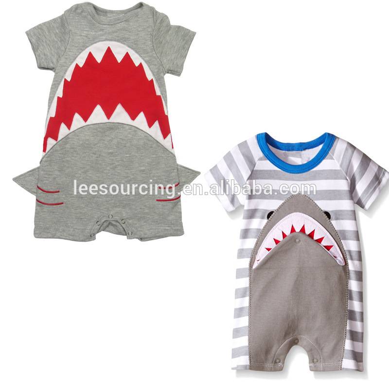Wholesale funny 3D baby rompers shark newborn baby clothes rompers animals pattern