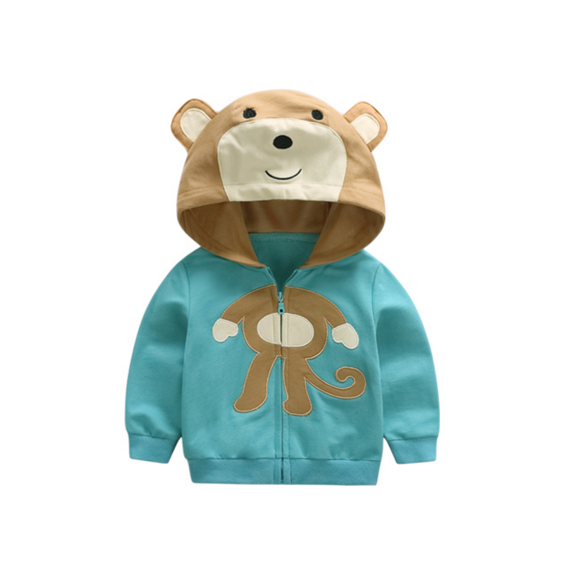 2017 high quality infant clothing Cute bear printed kids hoodie coats winter