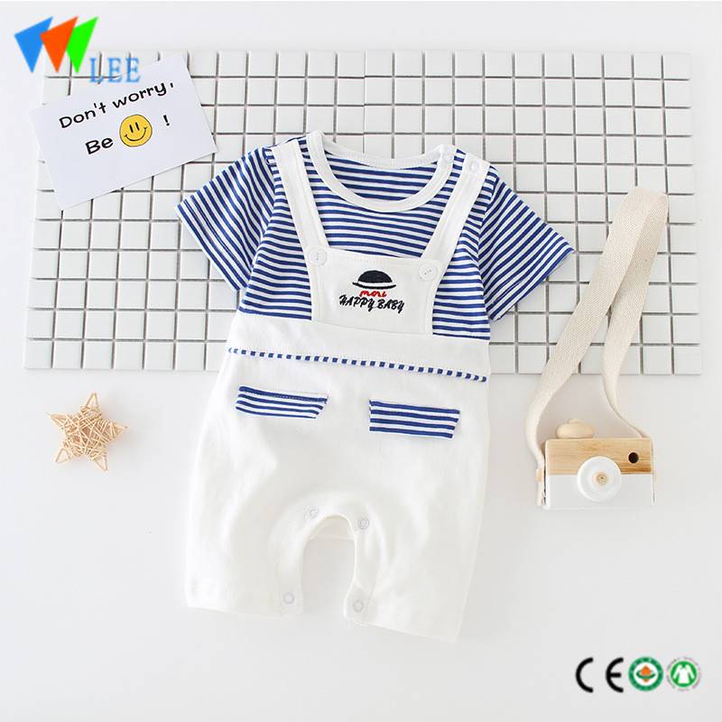 Oem knitted100% cotton baby summer short sleeve fashion design romepers