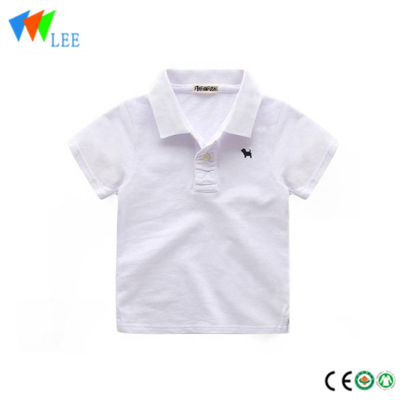 kids boys casual polo shirts wholesale short sleeve lapel bead cotton embroidered small dog
