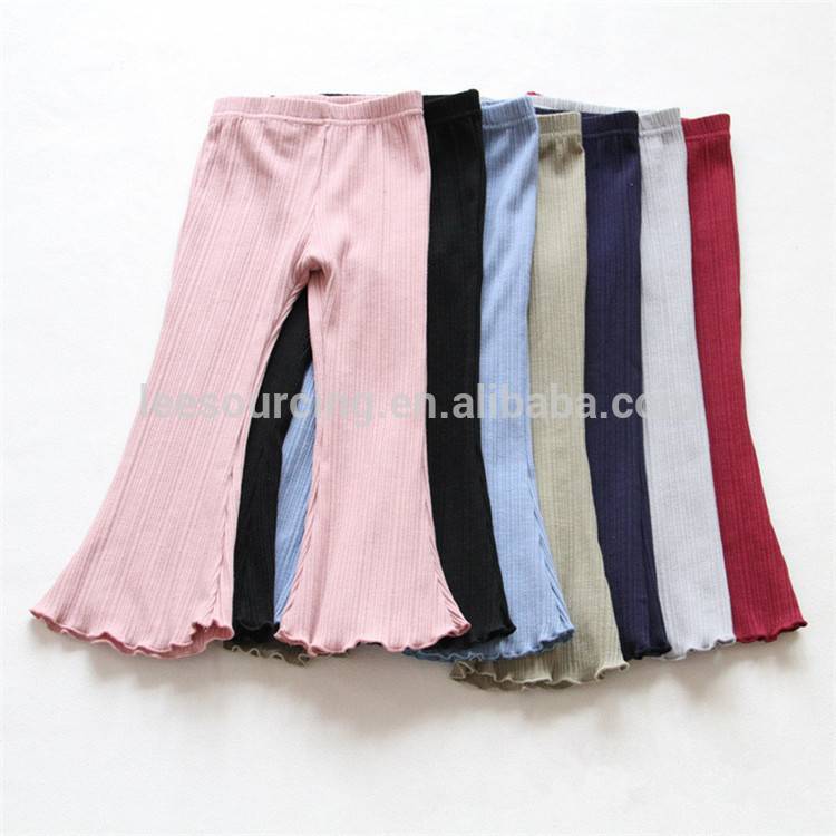 Textured Cotton Girl Flared Trousers Wholesale Children Pants
