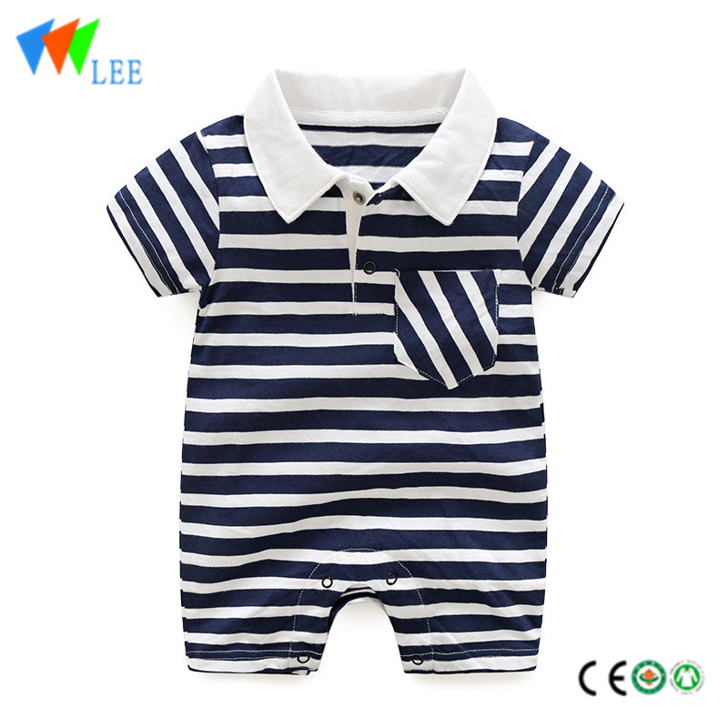 New style 100% cotton polo neck baby short sleeve romper high quality