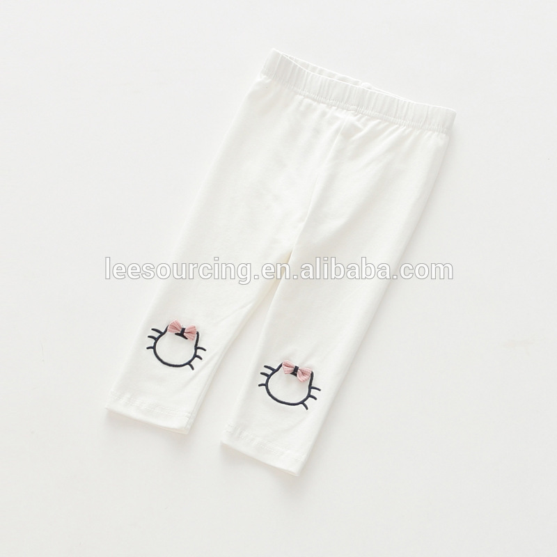 Spring cute style pure color cotton leggings for kids girls