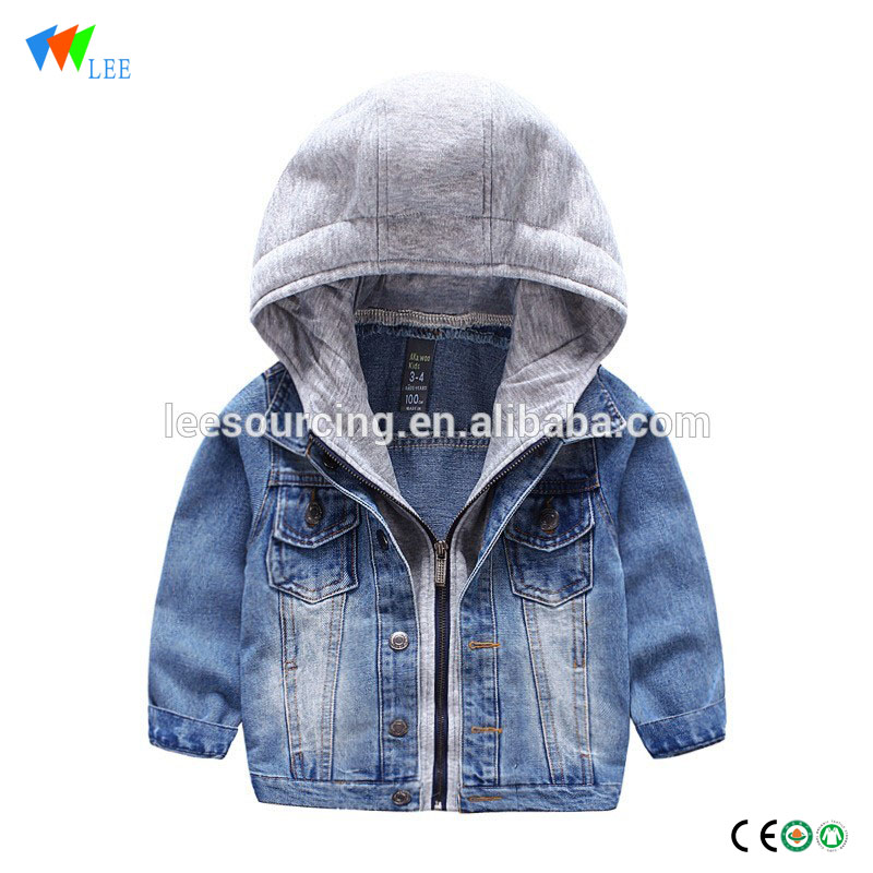 Spring style wholesale with hood kids denim jacket
