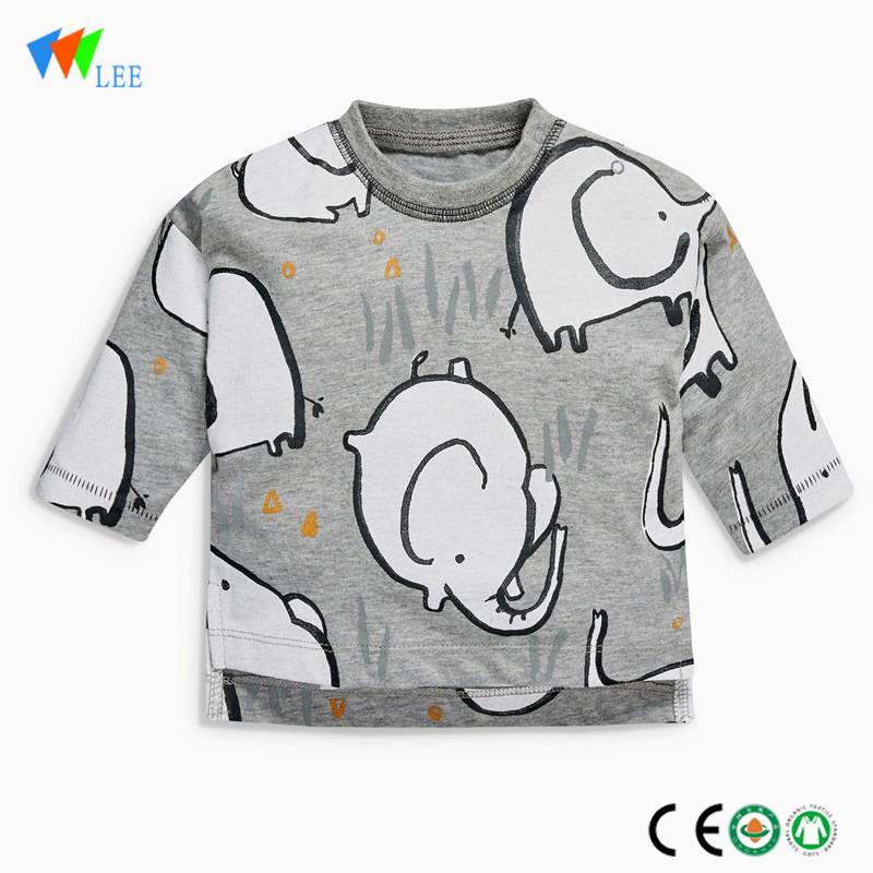 wholesale china manufacture cotton kids fashion styles long sleeve baby boys t-shirt printing