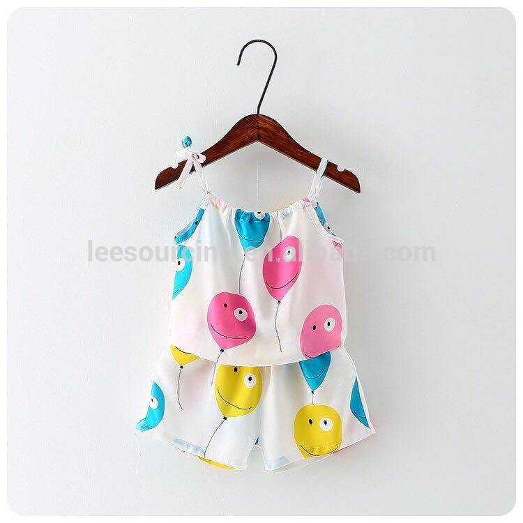 Summer Girls Pinatik nga Suspender Vest + Shorts 2 pcs Ilisan Baby Clothing Set