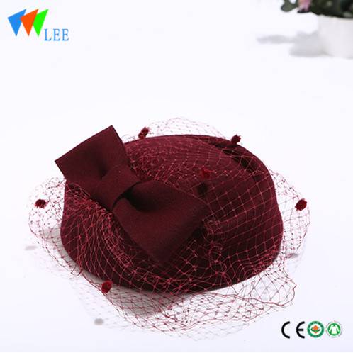new style winter fashion wool fedora hats women dome bow-tie and lace stewardess hat
