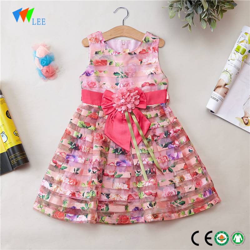 Китай дети производства моды стиля платье партии лето полоса 100% хлопок девочка платье