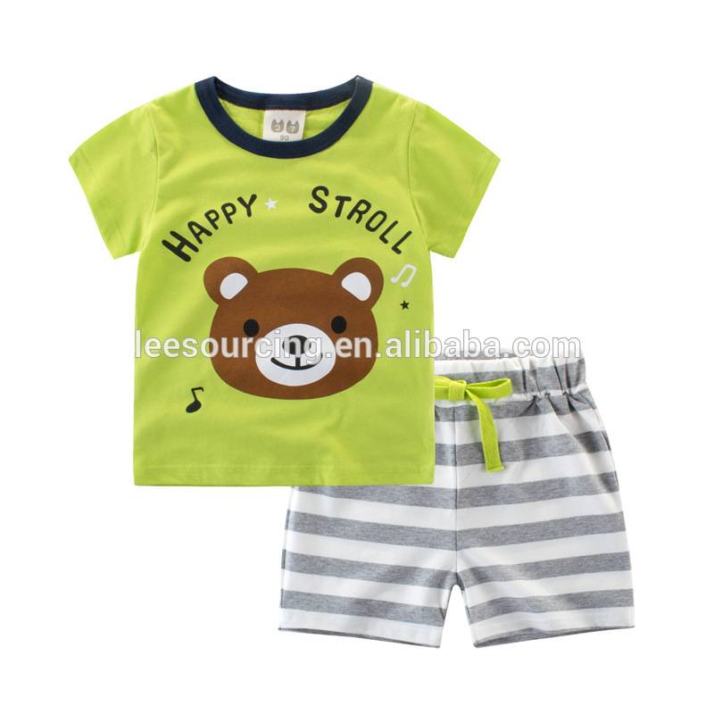Wholesale hot selling kids clothes baby boy w/ cute teddy bear pattern
