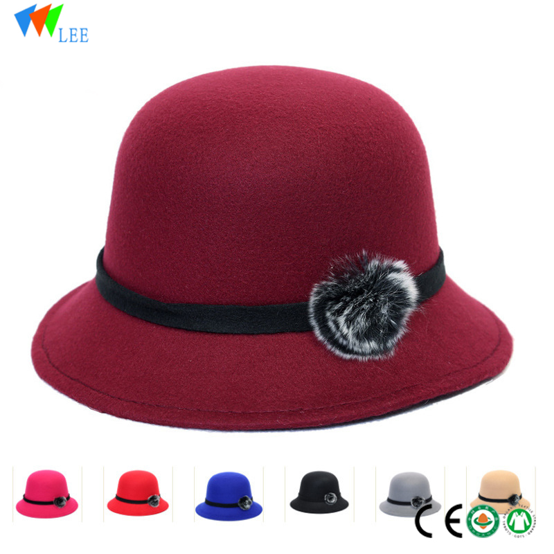 new style women's fashion woolen simple fedora with flower hard hat wholesale