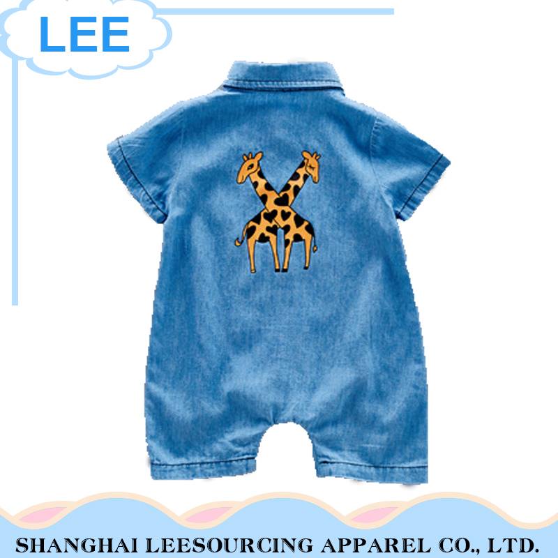 2017 High Quality Jeans Baby Romper wholesale Short Sleeve Romper