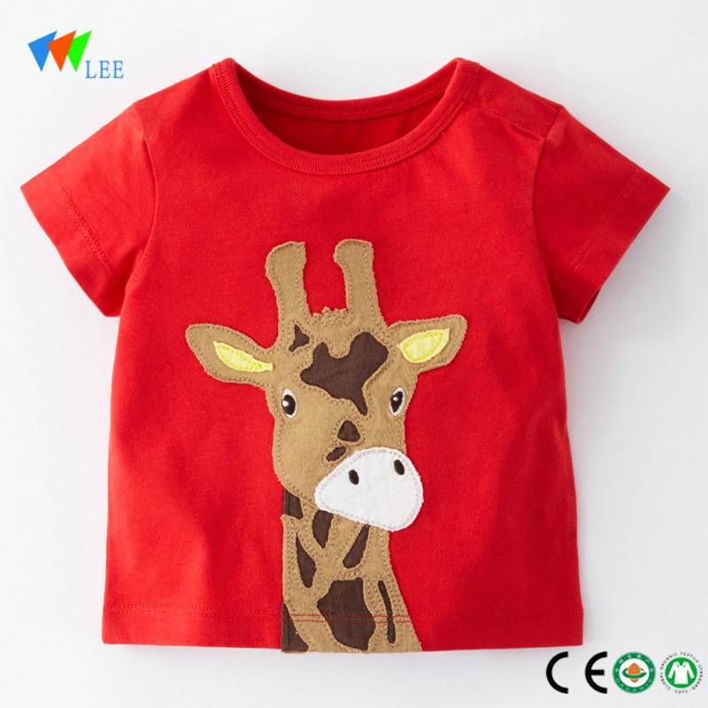 wholesale animal children new fashion red short sleeve cotton baby girl t-shirt