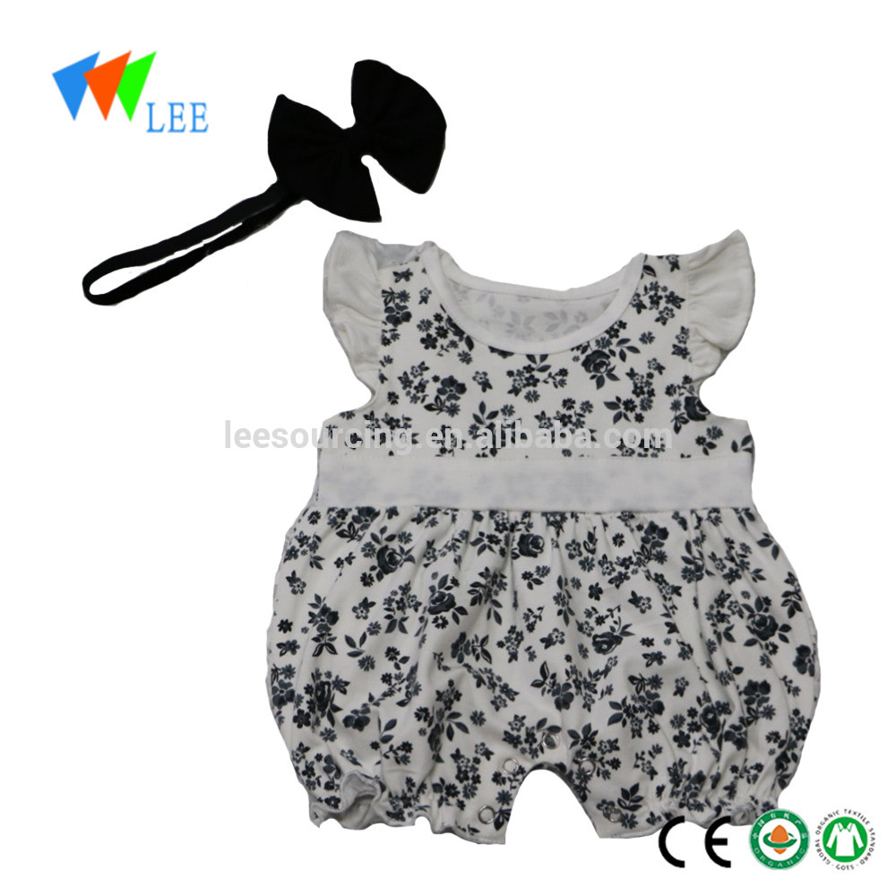 Manufacturer summer infants toddlers floral print onesie rompers with elastic headband bow bodysuit