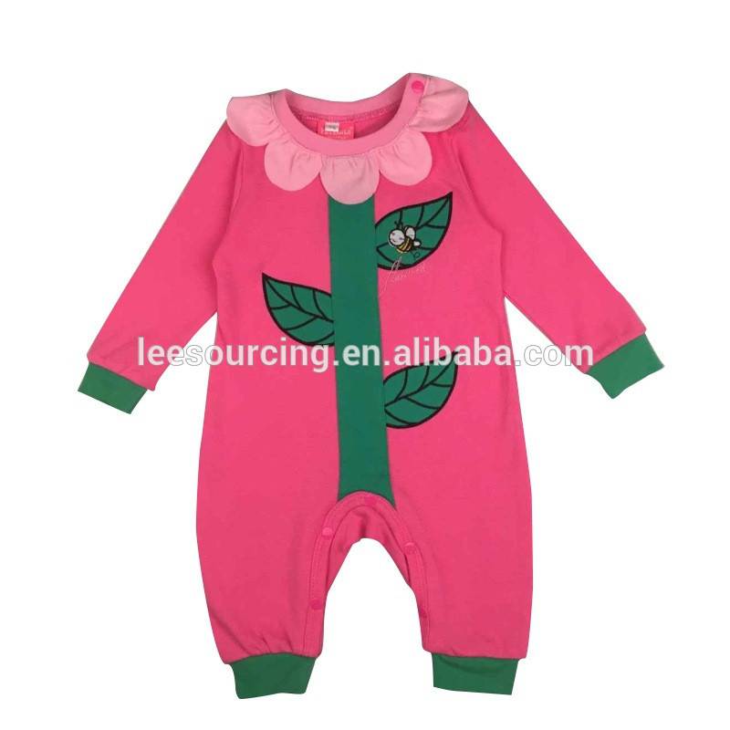 Cute style long sleeve flower pattern baby autumn playsuit