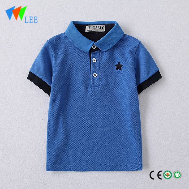 kids boys casual polo shirts wholesale short sleeve lapel bead cotton printed star