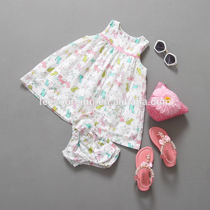 vestit d'estiu de cotó del nadó de cotó amb bloomer de 2 peces