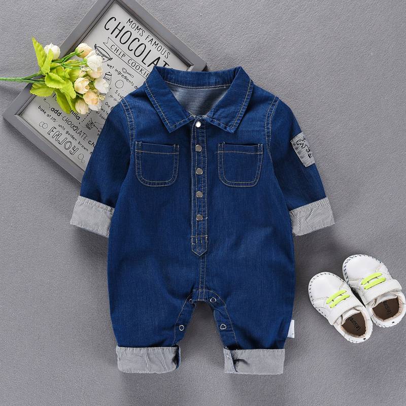 China New Product Applique Work - Nice Cute Summer organic cotton baby boy Denim Rompers – LeeSourcing
