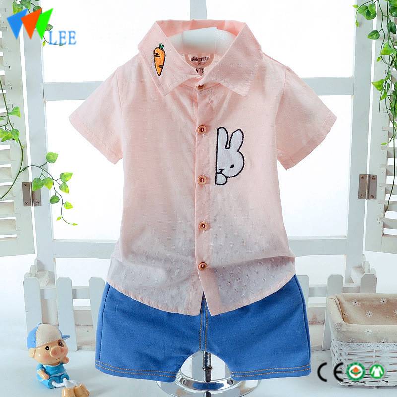 100% cotton babies suit baby kids boy's summer clothing set custom logo
