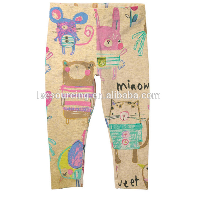 Design animal baby girl custom printed long pants kids leggings