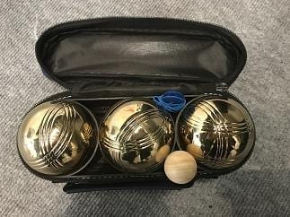 Три золотих кулі бочче петанк В нейлонової сумці
