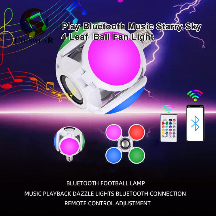 Fashion 40W 4 Leaf Football LED Colorful Deformable Folding Blub Wireless Remote Control Stereo Audio Music Playing Bluetooth Speaker Featured Image