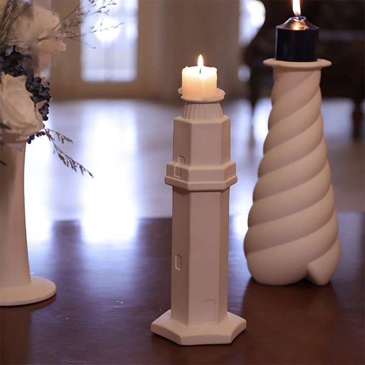 Beam-shaped  Creative Design White Ceramic Candleholder Featured Image