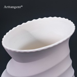 Rustic Ribbed Flower Ceramic Vase  Lake-shaped Art Creative  Deign