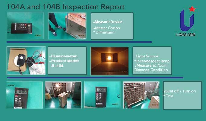 Inspect 104A and 104B Photocell Switch Report