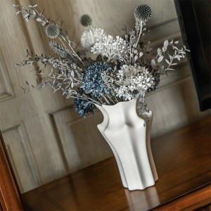 Bloom-shaped Art Creative White Flower Ceramic Vase