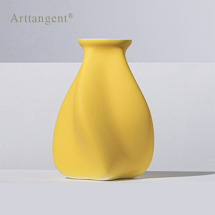 Nordic Yellow Flower Ceramic Vase  Tide-shaped Surge Art Creative Design Featured Image