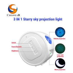 3 IN1 LED Galaxy Starry Sky Night Light, Projector Night Light Ocean Wave, Remote Control, with Music Speaker, Adjustable Projection Angles