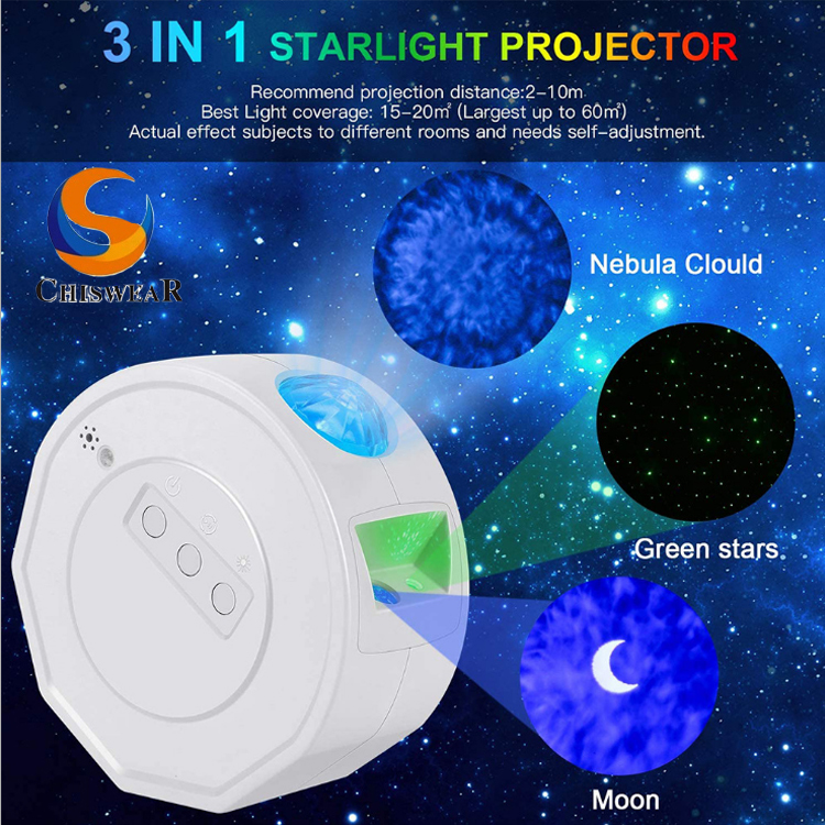 3 IN1 LED Galaxy Starry Sky Night Light, Projector Night Light Ocean Wave, Remote Control, with Music Speaker, Adjustable Projection Angles Featured Image