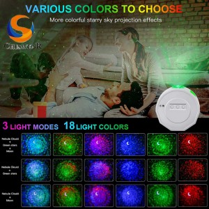 3 IN1 LED Galaxy Starry Sky Night Light, Projector Night Light Ocean Wave, Remote Control, with Music Speaker, Adjustable Projection Angles