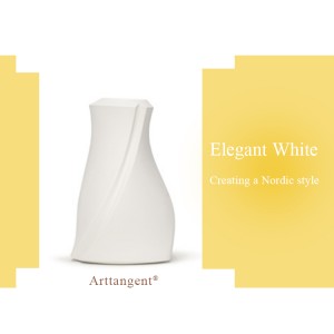 Tangent-shaped Art Creative White Flower Ceramic Vase