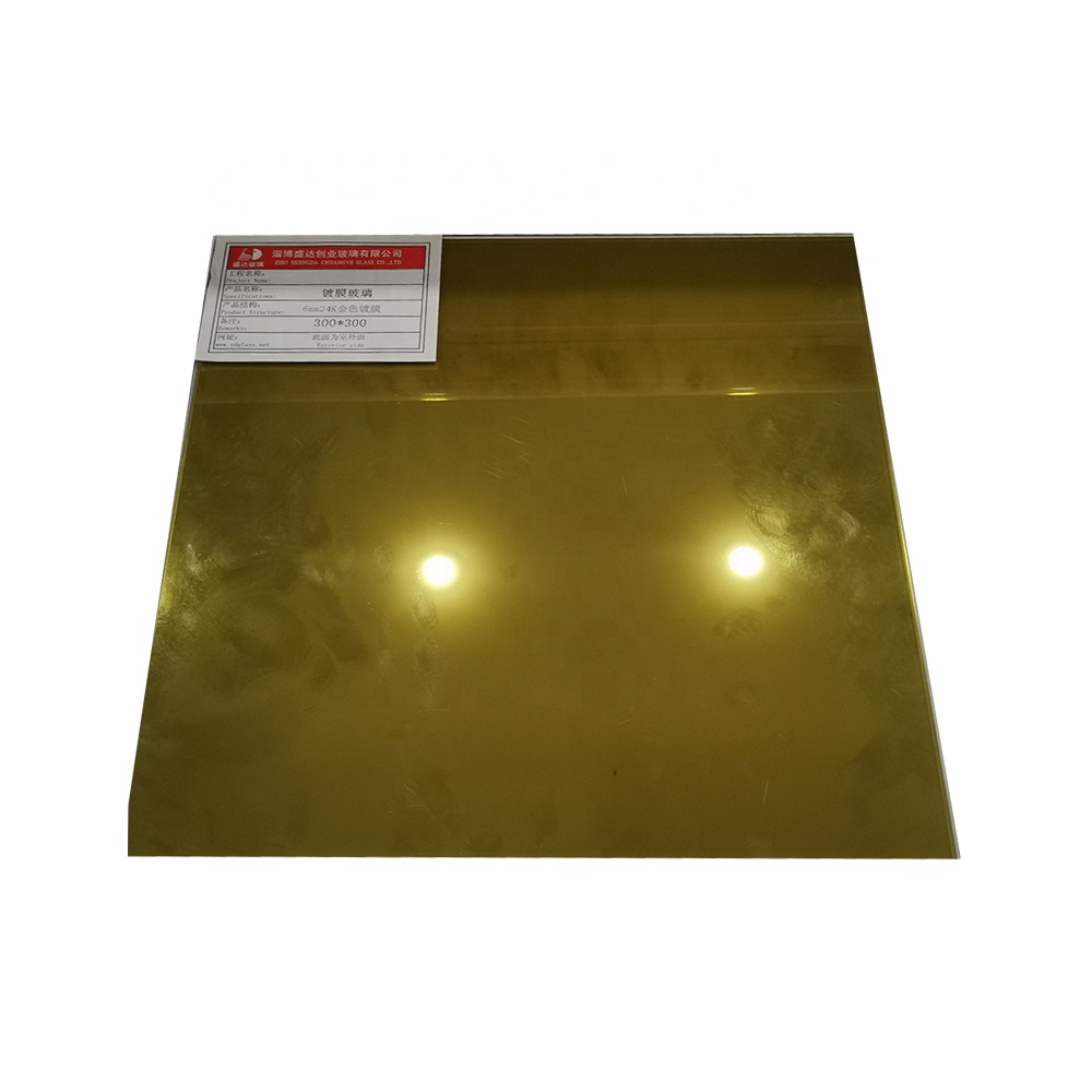 6mm Golden Reflective Flat Glass Panels