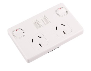 Australia electrical USB outlet 250V 10A with dual USB charger 5V2.1A Double pole
