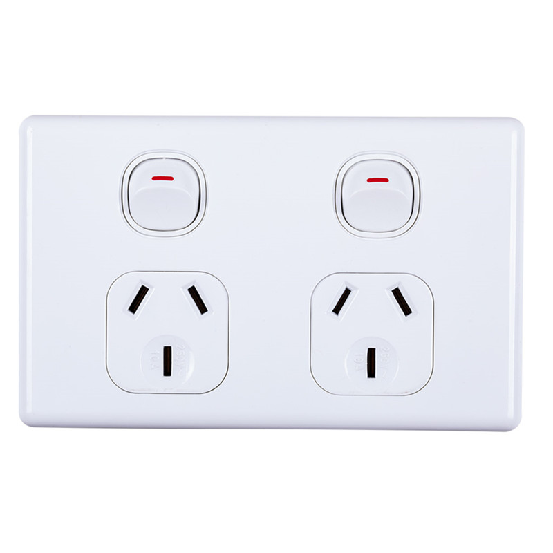 Good Quality Australia Horizontal Electrical Double Wall Socket 250V 10A DS715 Horizontal Featured Image
