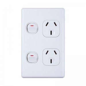 Australia SAA approved double wall socket with extra switch 250V 16A vertical type AS/NZS