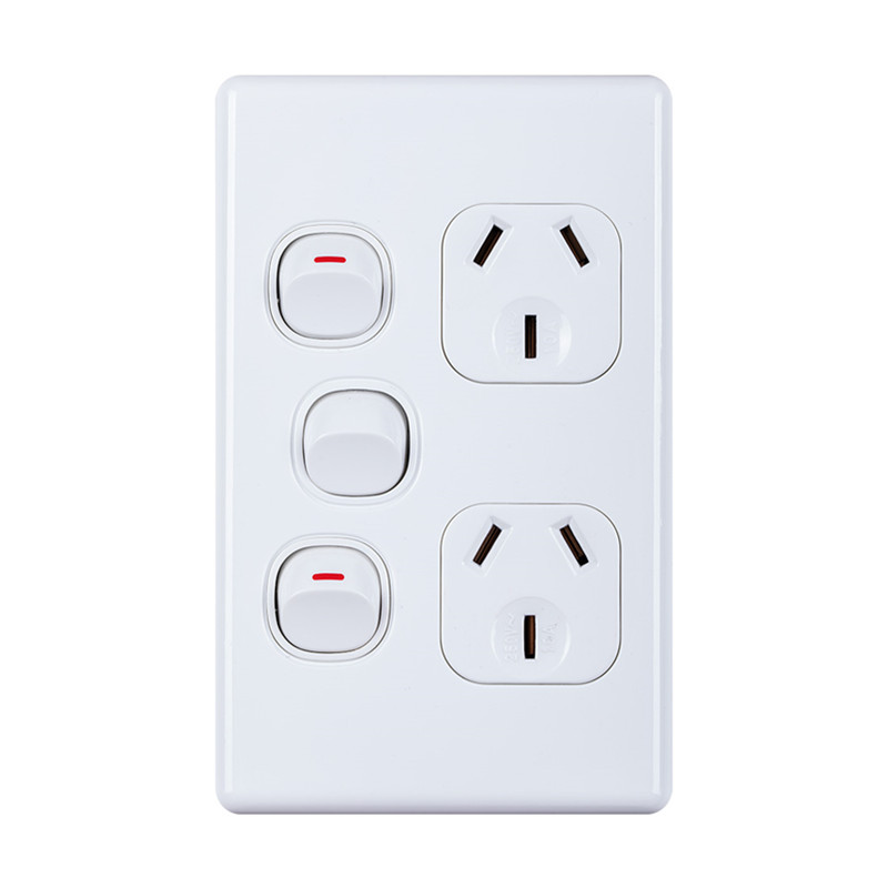 Australia SAA approved double wall socket with extra switch 250V 16A vertical type AS/NZS Featured Image