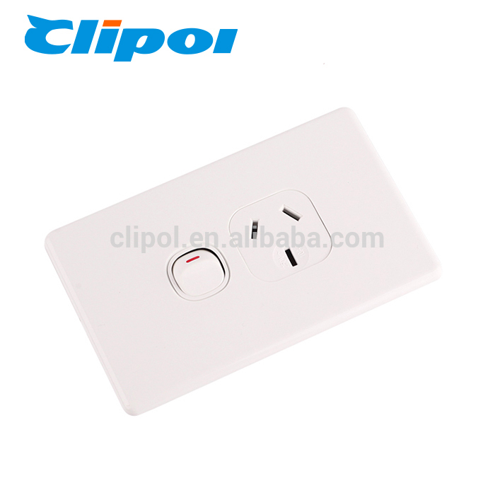 Clipol brand Slimline single gang powerpoint new design wall switch and socket for light