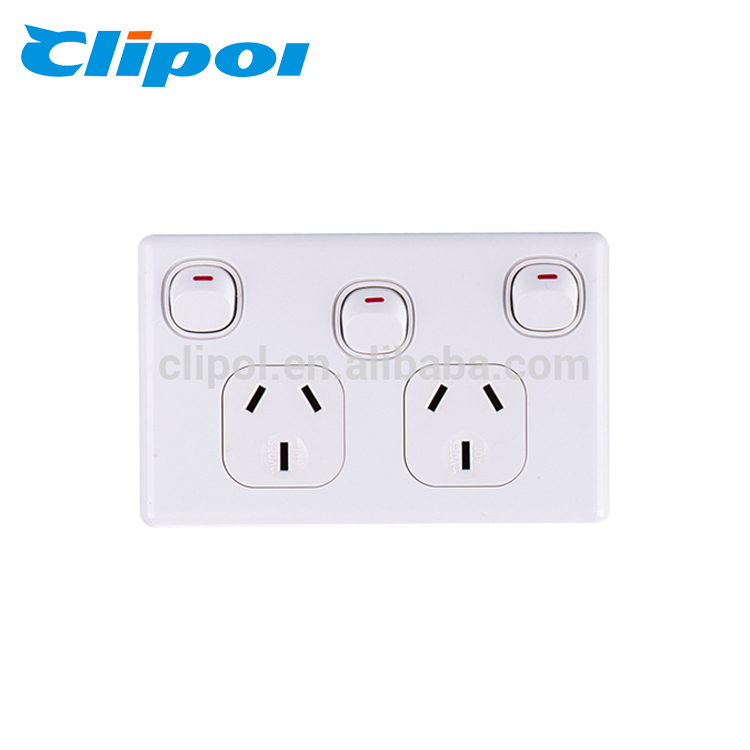 3 Gang 2 Way Australia Domestic Power Electrical Sockets With Extra Switch