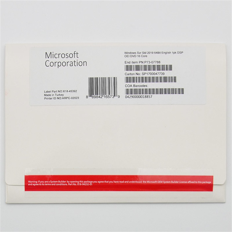 Manufactur standard Office 2016 Pro - Microsoft Windows Server 2019 Datacenter – Sealed package, DVD, COA – Multi-Language – Newtown