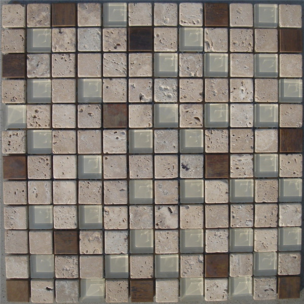 CM507  Mosaic  Travertine Glass & Copper Tumb (Pack of 4) 305x305x8 Featured Image