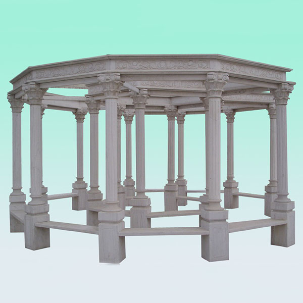 factory low price Grey Limestone Pillar Cap - CC313 White Marble Pavilion – ConfidenceStone