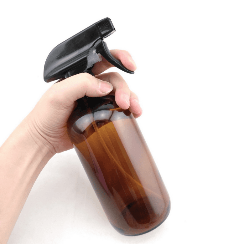 2019 wholesale price Glass Juice Bottles - 500ML Refillable 16 OZ Amber Spray Glass Bottle For Essential Oil Bottle Black Trigger Spray Top  – Credible