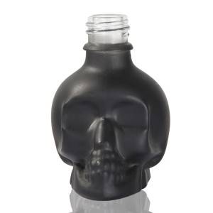 Frosted black Skull wine bottle