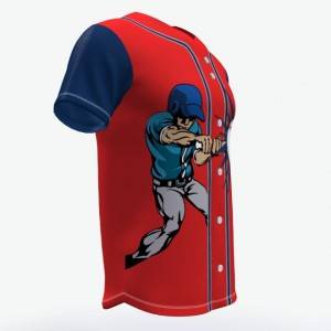 Botão completo personalizado Sublimation Impresso Baseball Jersey