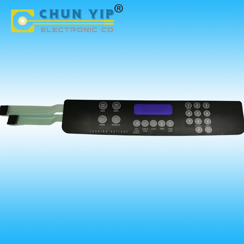 Gi Steel Strip Digital Tester Multimeter -
 PET Circuit Keypad without Metal Dome Tactile  Female Terminal  2 tails Membrane Switches – Chun Yip